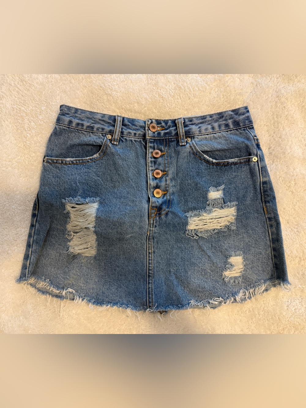 Forever 21 Distressed Denim Skirt